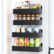 Magnetic Spice Rack for Refrigerator 4 Pack Kitchen Organizer Storage Shelf