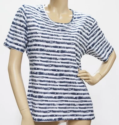 Shirt, Kurzarm, Streifenshirt, Baumwolle, Rundhals, Ringel, Sterne, blau / weiß - Bild 1 von 2
