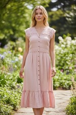 Free People Dress Womens Medium Pink Pale Mauve Desert Dazed Midi Boho Feminine