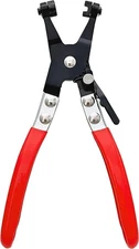 Hose Clamp Plier Repair Tool with Swivel Flat Band for Removal and Red, Black 