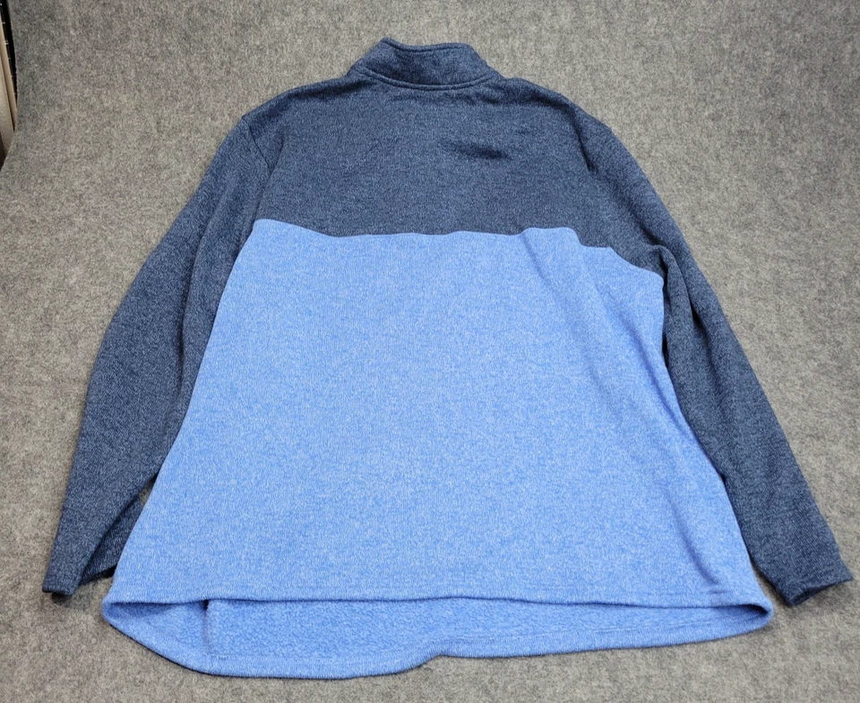 Izod Sweater Mens 2XLT Navy Blue Fleece Lined Knitted Mock Neck 1/4 Zip Pullover - Image 3 of 4