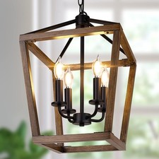 Farmhouse Chandelier Light Fixture for Kitchen Dining Room, 4-Light Rustic Pe...