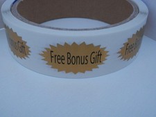 FREE BONUS GIFT .75x1.5 oval starburst bright gold foil  Stickers Labels 250/rl
