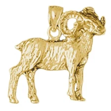 New 14k Gold 3D Ram Pendant