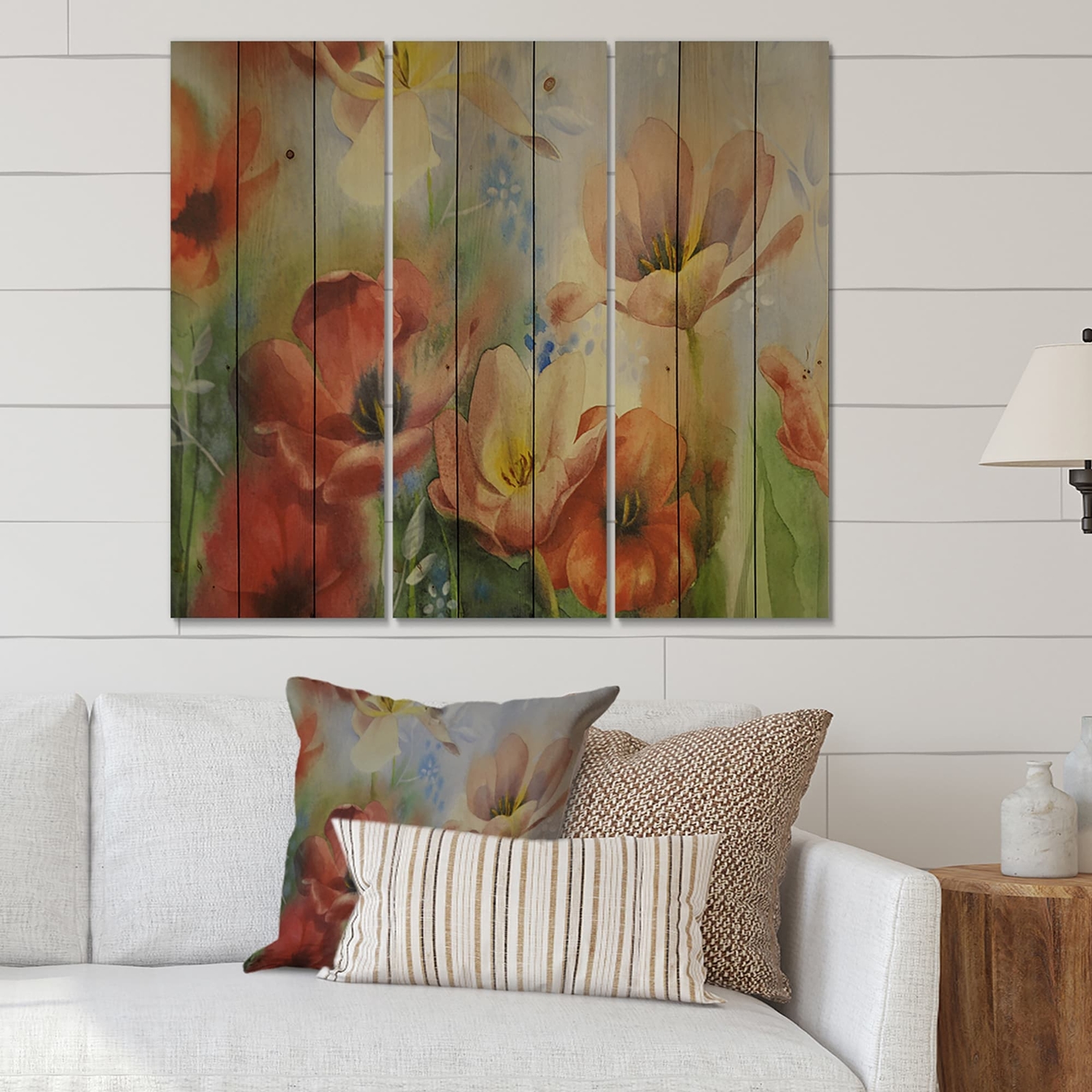 Designart 'Vintage Flowers In Dark Pastel Colours'