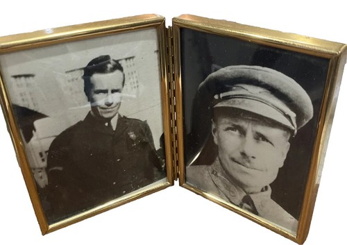 VINTAGE Brass Doubled Frame Folded Hinged Frame Military With Convex Glass-EE - Picture 2 of 7