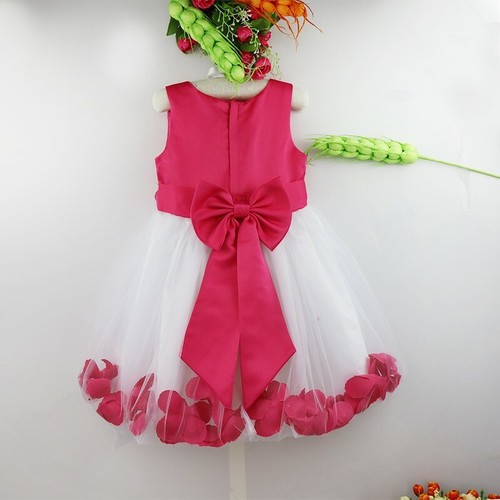 Kids Flower Girls Dress Bowknot Wedding Baptism Christening Tutu Dresses Gown - Picture 100 of 132