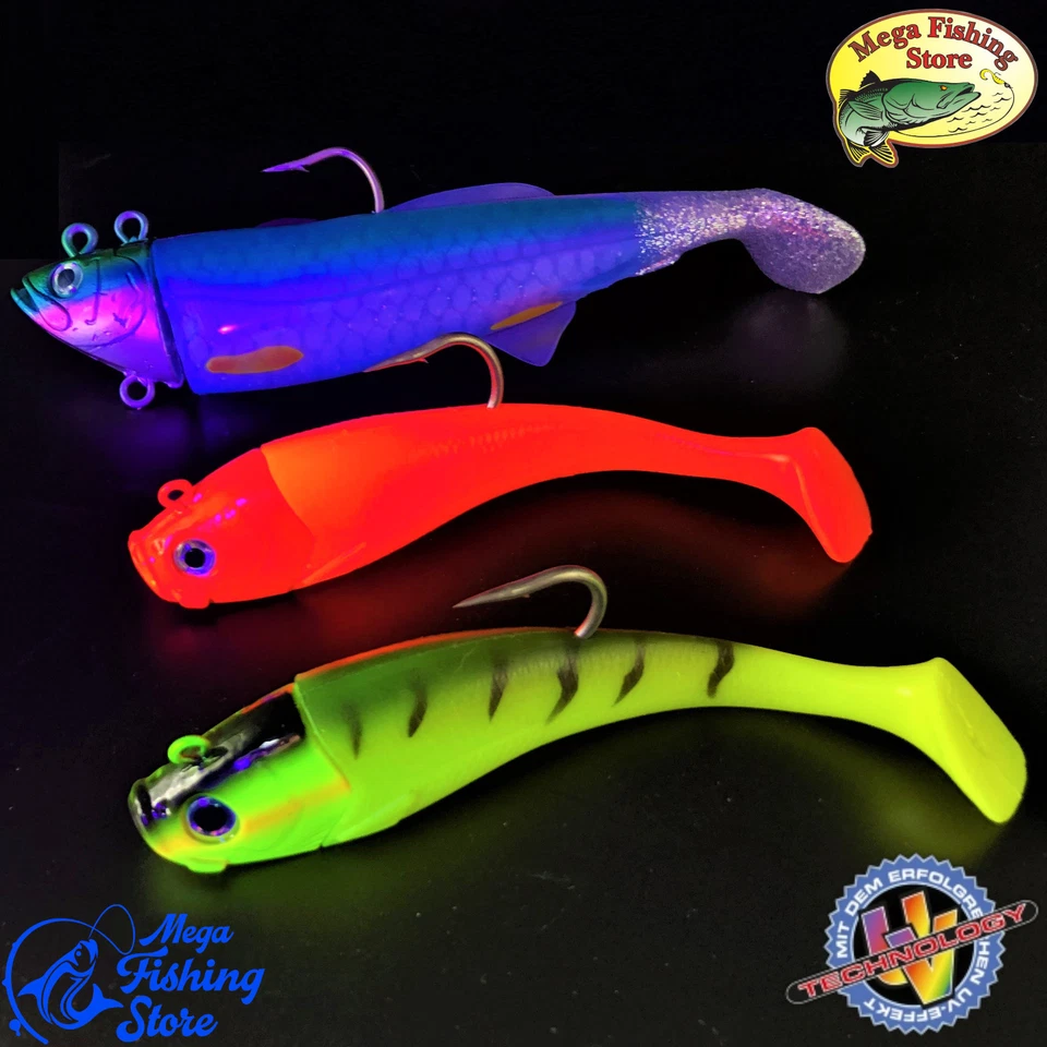 MF Norwegen UV Shad Meeresköder 300g / 440g - Gummifisch + Jigkopf Dorsch Köder - Bild 3 von 3