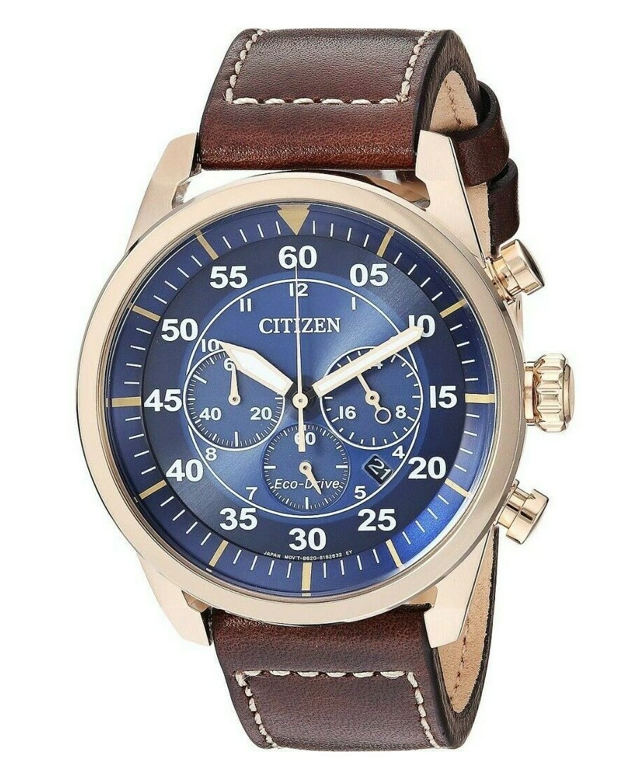 Citizen Men's Avion Eco-Drive Rose Gold Chronograph Watch 45mm