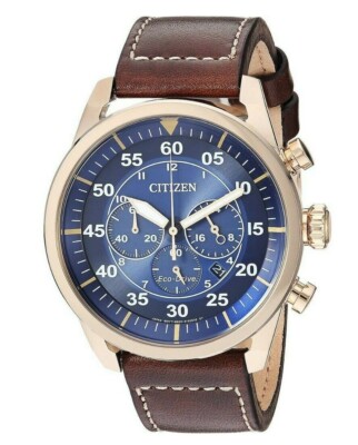 Citizen Men's Avion Eco-Drive Rose Gold Chronograph Watch 45mm