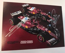 2025 SCUDERIA FERRARI F1 SF-25 ORIGINAL POSTCARD 15x21 SIGNED LECLERC & HAMILTON