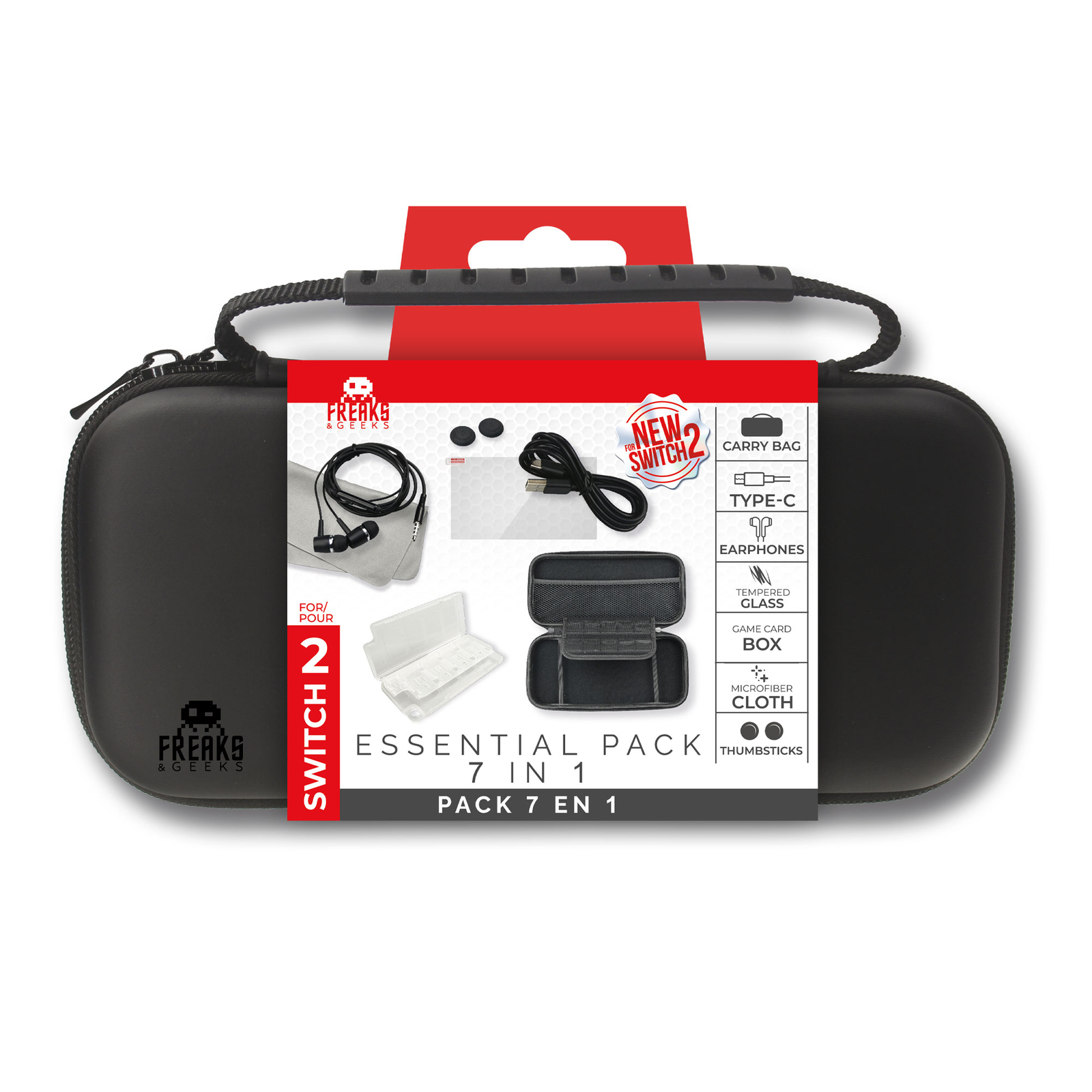 FREAKS AND GEEKS Switch 2 Accessories : 7in1 carry bag kit