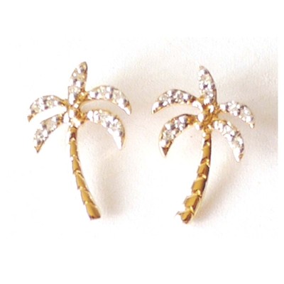 14K massiver Gelbgold Diamant Palme Ohrring. Länge: 9/16'' (14mm) E2073-12
