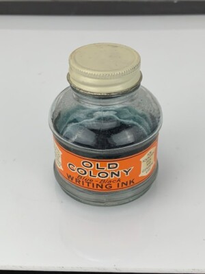 Old Colony Blue Black Writing Ink Made in Canada 56 x 71 mm (e399)