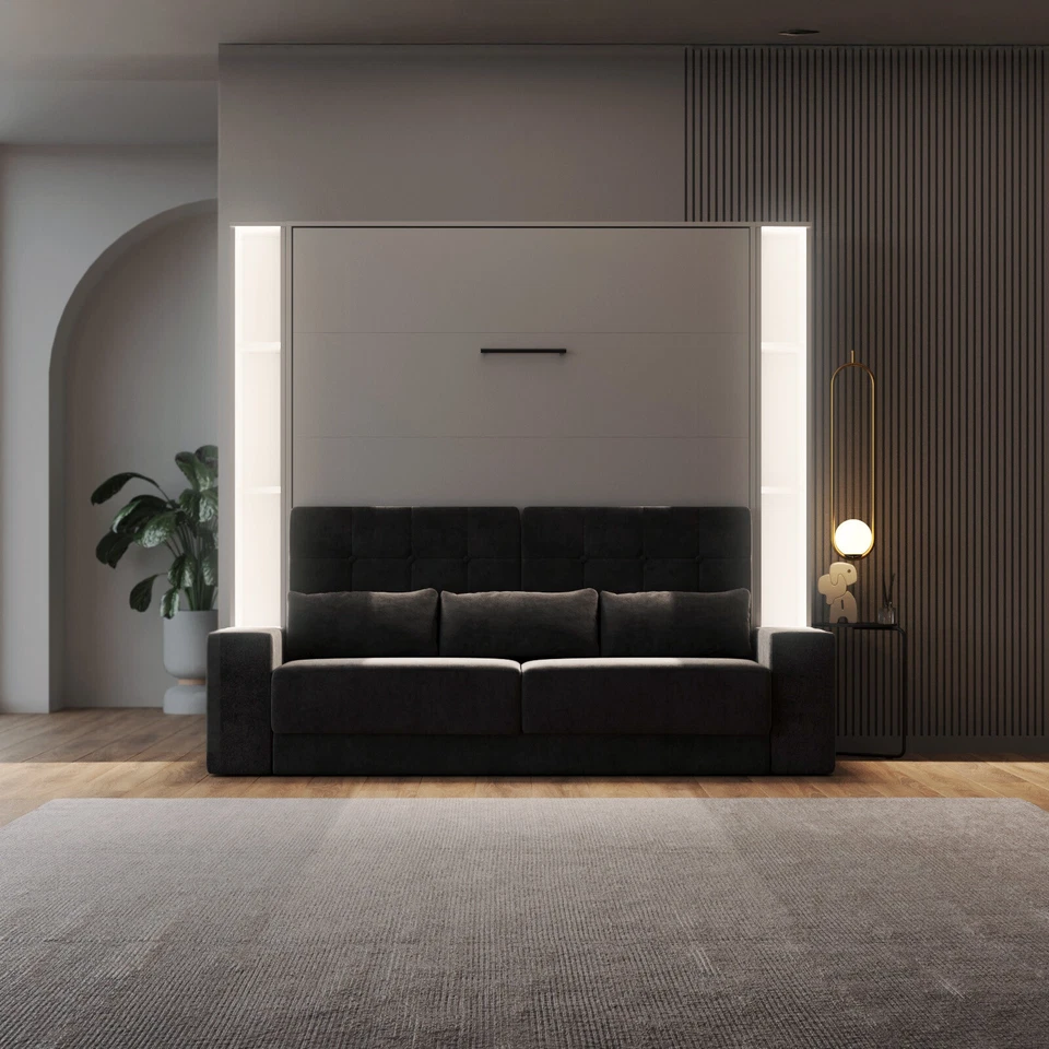 SMARTBett Schrankbett Set mit Sofa M1 180x200 + 2 Standregale inkl.LED  - Bild 4 von 4