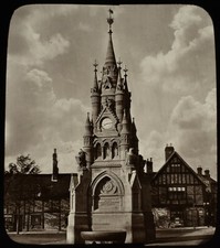 ANTIKES magisches Laternendia STRATFORD AUF AVON MARKTKREUZ UM 1890 VIKTORIANISCHES FOTO