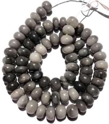 AAA+ Natural Blackish Grey Cats Eye Smooth Rondelle Beads 9MM Catseye Necklace