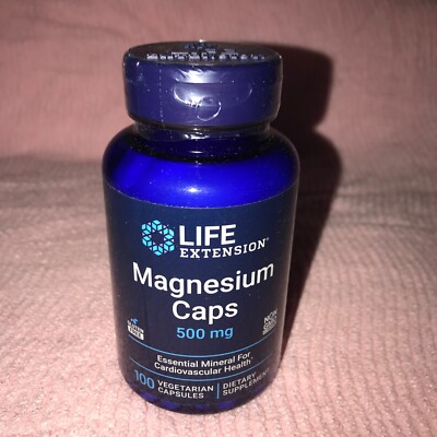 LIFE EXTENSION Magnesium Caps 500 mg 100 Capsules NEW Exp 10/2026