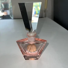 K M  Mostny Germany Pink Hand Cut Leaded Glass Perfume Bottle with Stopper