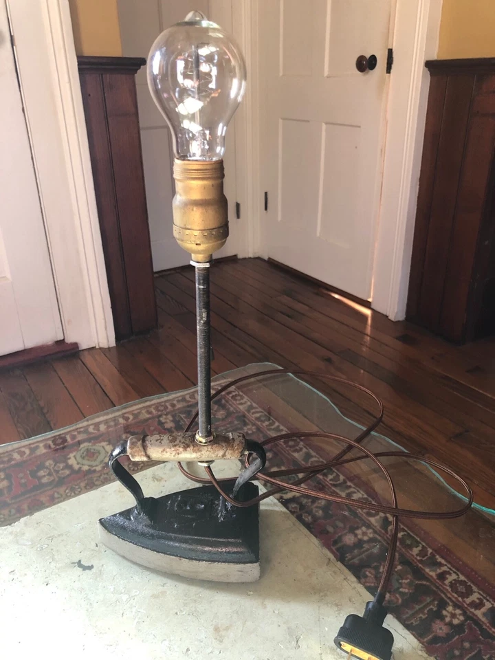 Steampunk Edison Lamp, Antique Iron Lamp, Unique Table Paper Weight Desk Lamp - Image 2 of 4