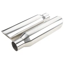 Stainless Steel Exhaust Tip 2.5" Inlet 4" Outlet 17" Long Tailpipe Angle Cut 2pc