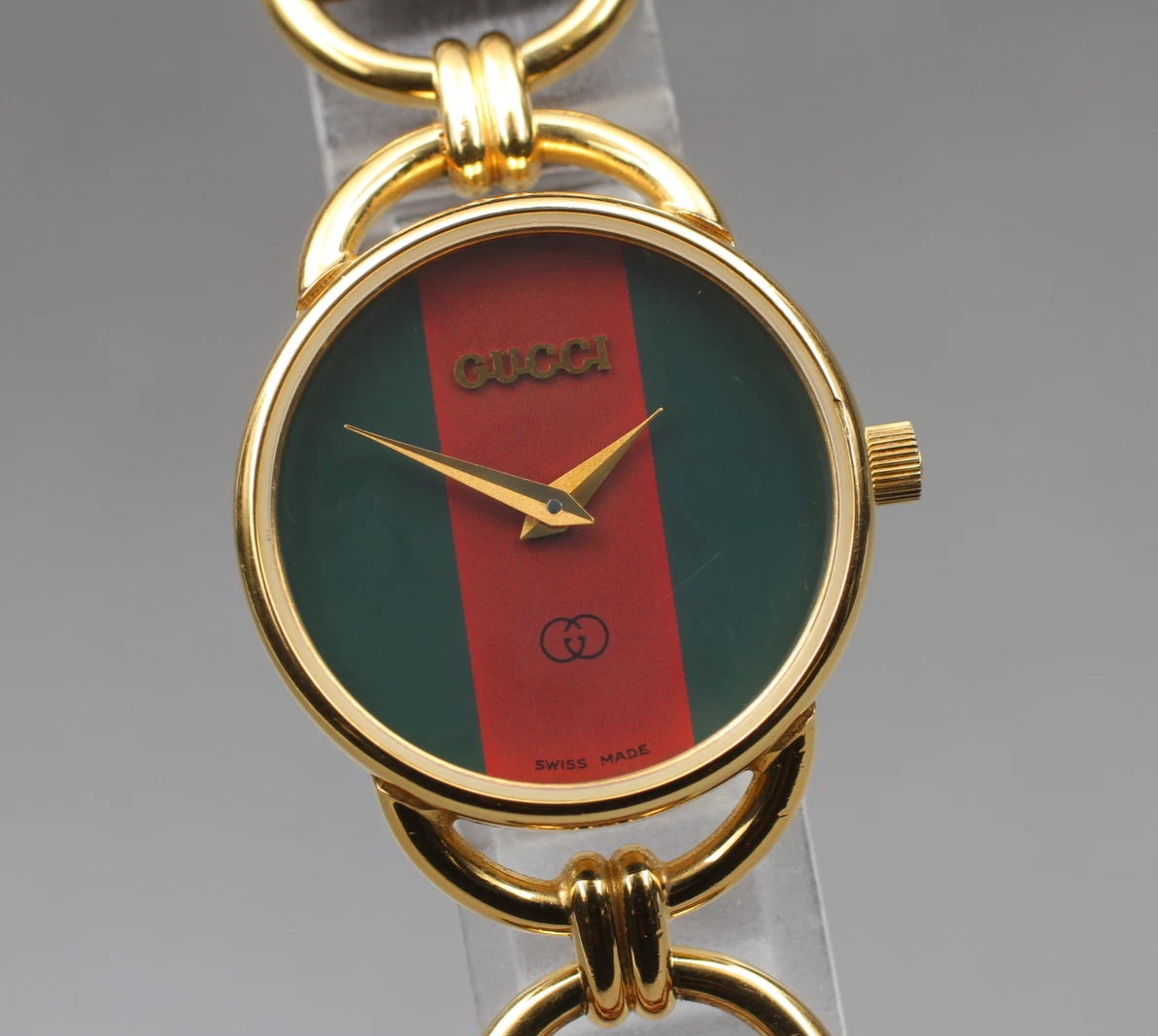 [Exc+5] Montre femme vintage GUCCI 6000L 23mm Sherry Line cadran vert rouge quartz