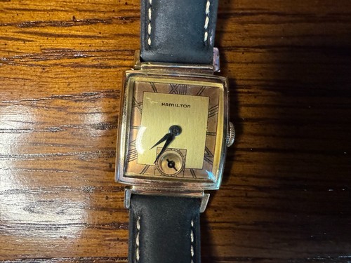 1939-40 Hamilton Ross Art Deco Uhr - Gold - FUNKTIONIERT - beschriftet - GESCHICHTE !!!