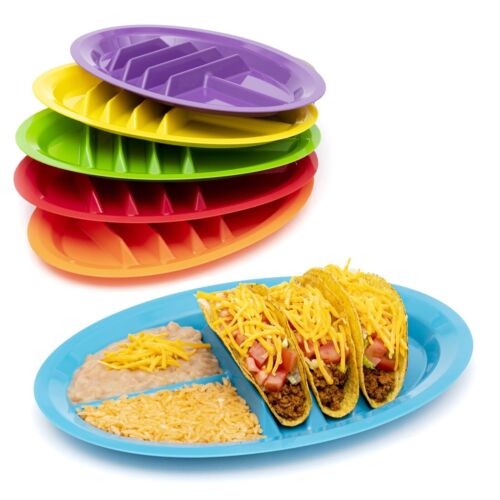 Jarratt Industries Fiesta Taco Holder, Plastic Plate Serving Set Set with Stand - Foto 1 di 1
