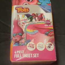 Dreamworks Trolls Full Sheet Set Show Me A Smile girls bedding new 72107 Pink