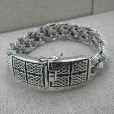 7.5" Celtic Knot Wide Dragon Weave Bracelet Sterling Silver Keith Jack Jewelry 