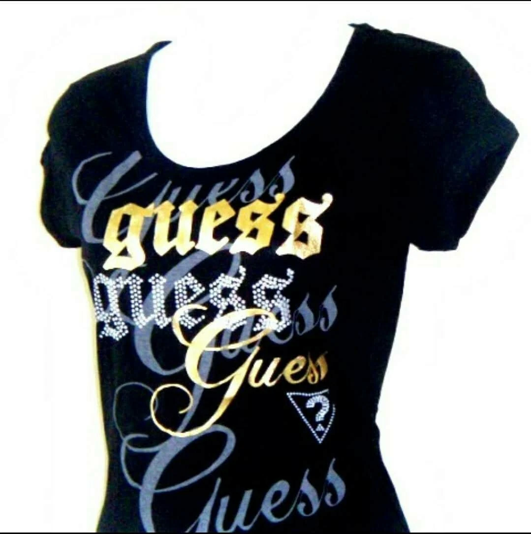Guess T-shirt Donna Con Scollo A V Manica Corta – Multicolore Peacoat, Taglia XL In Viscosa