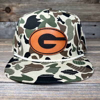 Georgia Bulldogs Retro Duck Camo Leather Patch Snapback Hat