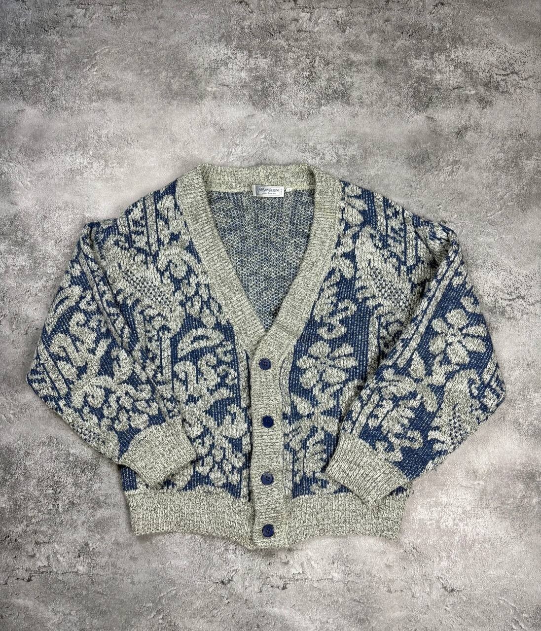 Cardigan donna Yves Saint Laurent vintage maglia lana pesante ritagliata raro anni 80 90