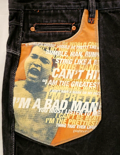 Vtg. Platinum FUBU Work Jean W42 L34 Muhammed Ali Jeans 5 Pockets Unworn ? - Picture 6 of 18