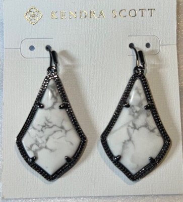 Kendra Scott Alex Gunmetal Drop Earrings White Howlite BRAND NEW RARE