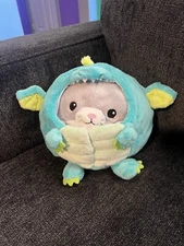 Squishable Undercover Kitty Grey Cat In Green Dragon Costume Plush