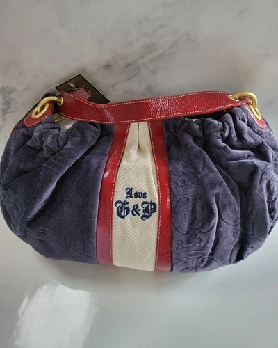 Juicy Couture Vintage Y2K Schultertasche Tasche Velour Schultertasche Navy Ge... - Bild 3 von 10