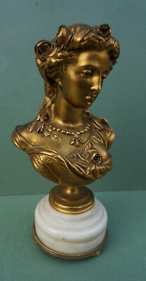Antike französische vergoldete Bronzebüste einer Dame Albert - Ernest Carrier Belleuse 19. Jahrhundert