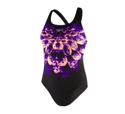 Speedo Women's Refracthaze Placement Powerback Swimsuit Multicoloured UK 12/34