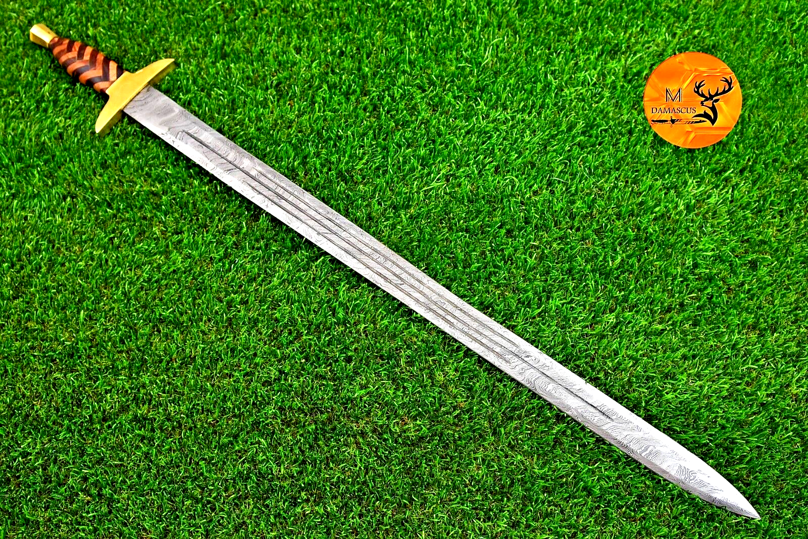 CUSTOM MADE HAND FORGED DAMASCUS STEEL VIKING WARRIOR SWORD 2577