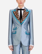 Dolce & Gabbana Blue Shantung Silk Single Breasted Block Color Jacket Size 38