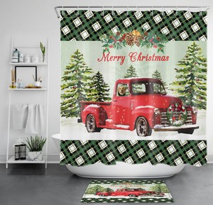 red truck christmas bathroom