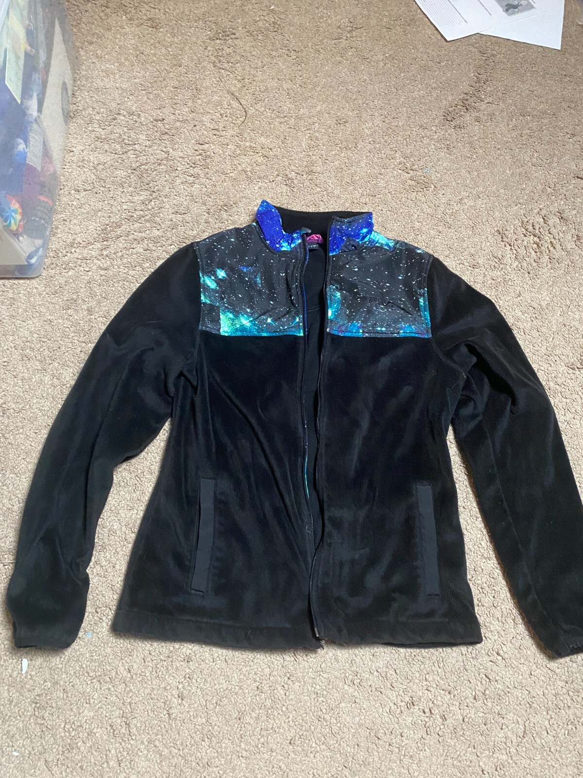 Giacca donna Fila Sport Star Space Constellation peluche zip taglia S manica lunga