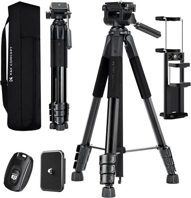 K&F CONCEPT 190cm Kamerastativ Leichtes 2 in 1 Handy Stativ mit Tasche für Phone