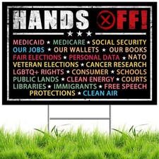 No Kings Protest Signs Anti-45th President Democracy 18x12 inches, black