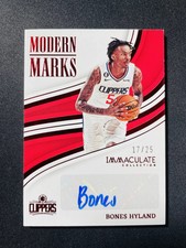 2022-23 Panini Immaculate Modern Marks Auto Bones Hyland Red 17/25 Clippers XV44