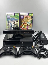 Xbox 360 E 1538 Console Bundle, Kinect 2 Controllers Games HDMI Tested Works