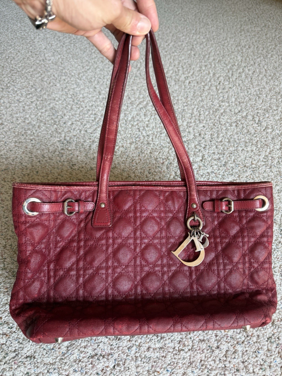 Vintage Christian Dior Coated Canvas Handbag 01-RU-1111 Authentic