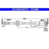 Bremsschlauch Ate 24.5104-0470.3 FüR Alfa Romeo Giulietta