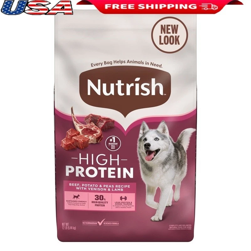 High Protein Beef Venison Lamb Dry Dog Food Peas Potatoes All Breeds 12lb New